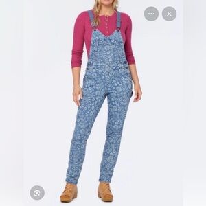 NWT Duluth Trading Co Double Flex Denim Overalls - Fall Floral Indigo